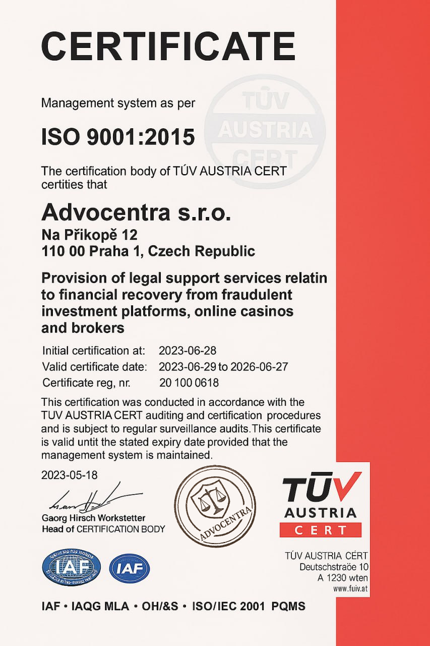 ISO 9001:2015 Certifikát